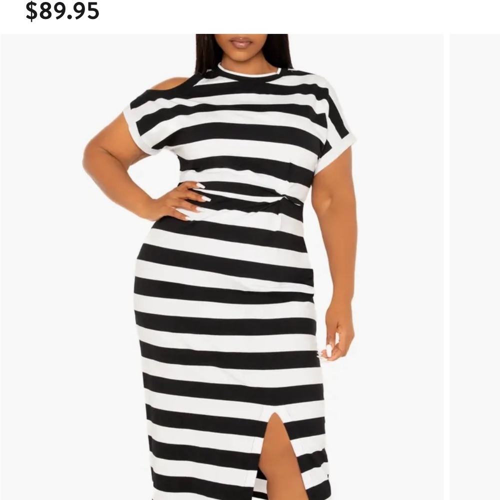 Women’s jersey cold shoulder gathered waist midi plus size 3x